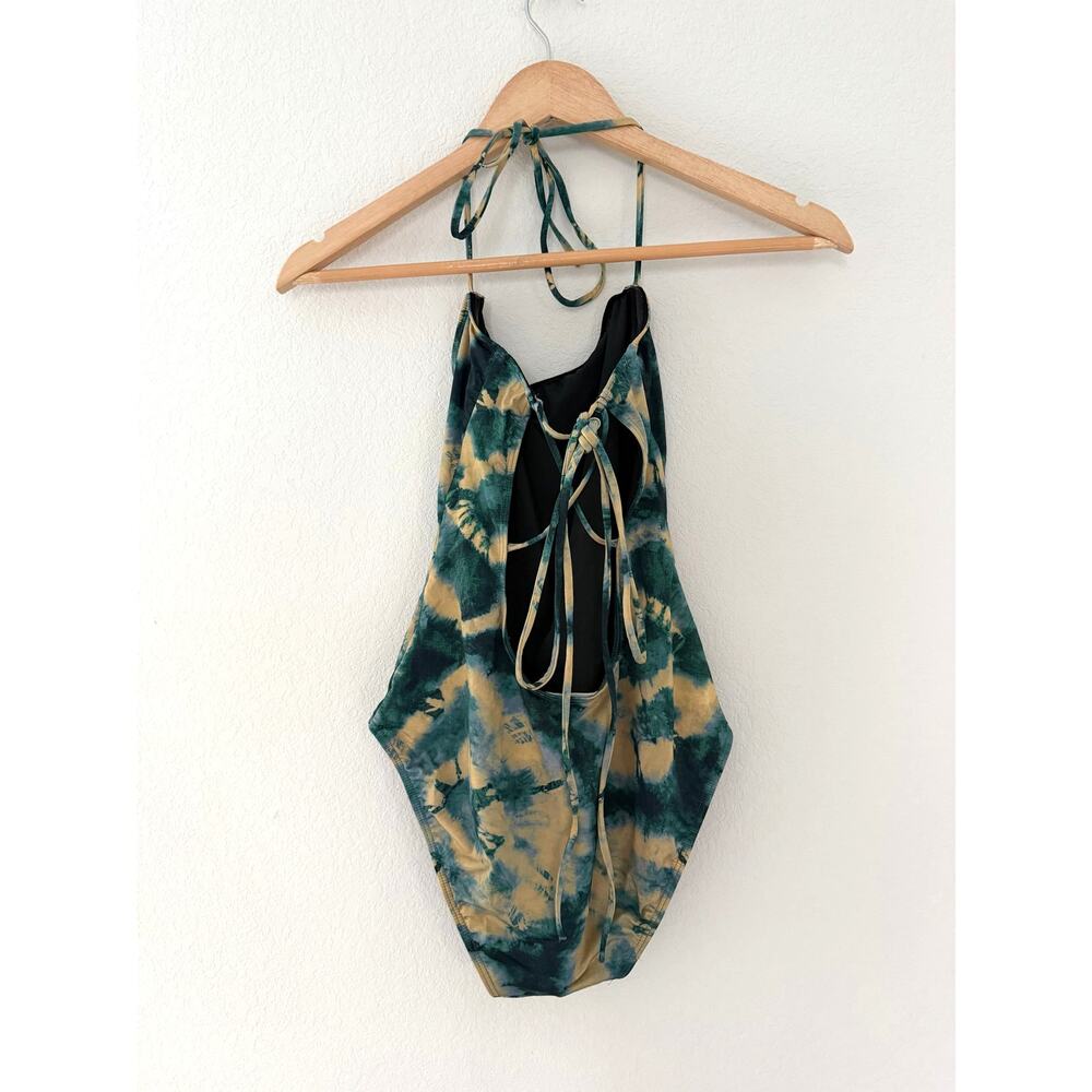 Ulla Johnson Turquoise Blue Green Gold Tie Dye One Piece Swimsuit Size S
